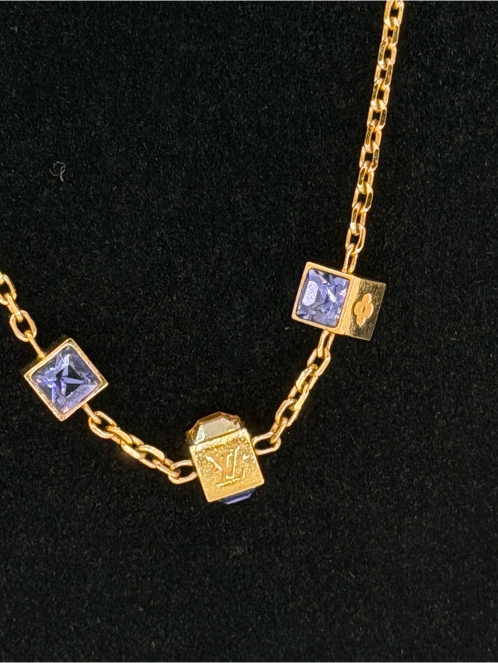 Louis Vuitton Gamble Necklace Gold with Purple and Clear Swarovski Crystals - Picture 4 of 13